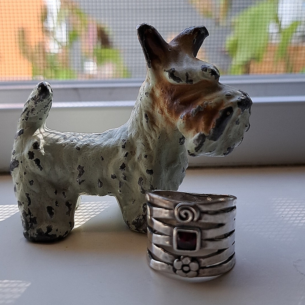 Unique Silver Ring W/ Red Stone - image 2